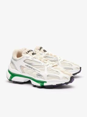 Lacoste White Cream Mesh & Green Accent MEN Sneakers